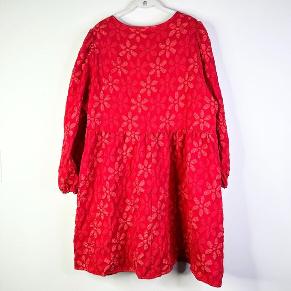Shein Curve Dress Women 4X Plus Red Floral Texture Mini Babydoll Coquette NWOT - Picture 3 of 10